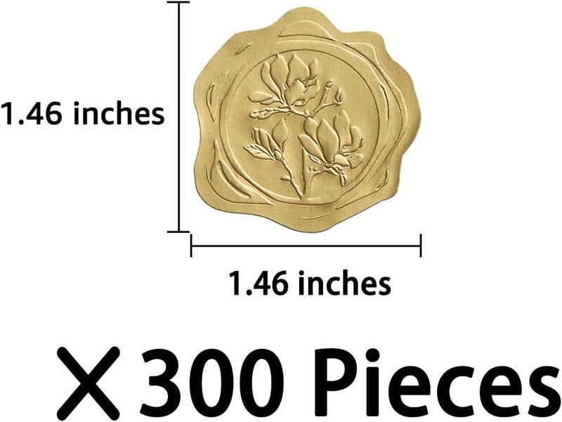Homtable 300 Pieces Embossed Gold Foil Stickers Gold Stickers for Envelopes, Wedding Invitations, Christmas Greeting Cards Envelopes (Gold Magnolia) - Image 2